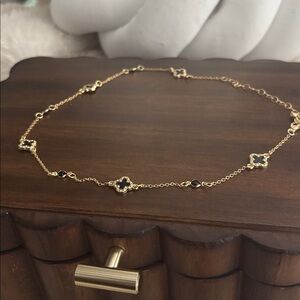 Elegant Gold and Black Women's Clover Necklace